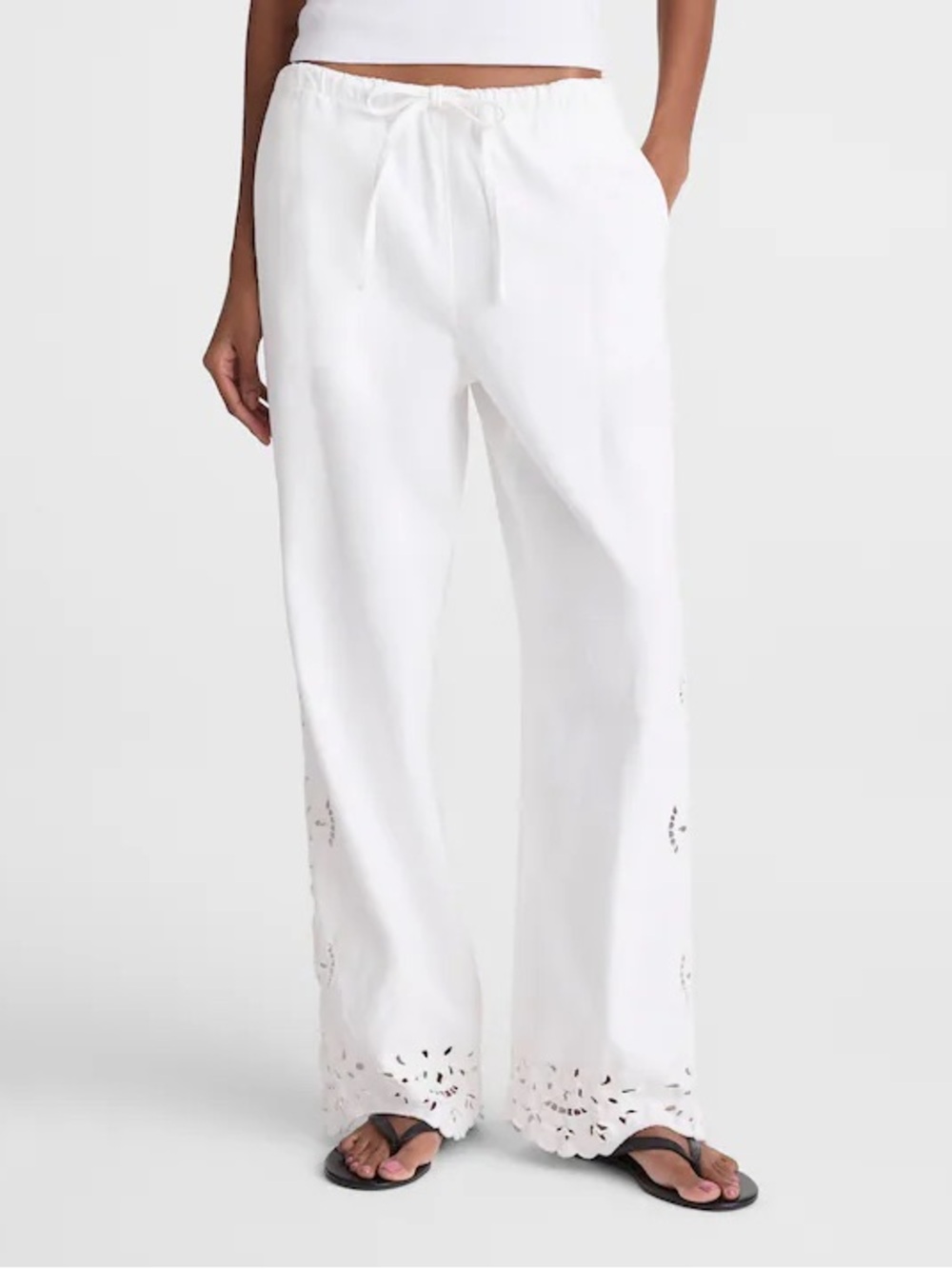 NWT  Madewell Embroidered Denim Pull-On Pants